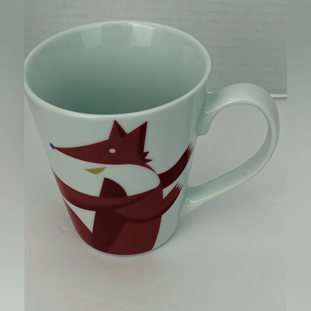 Starbucks Coffee 2012 CHRISTMAS Red/ White FOX & BIRD Coffee Cup Mug 12oz